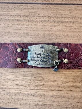Lenny And Eva Mix & Match Leather Cuff Bracelet  Removable Plate Faith Bronze